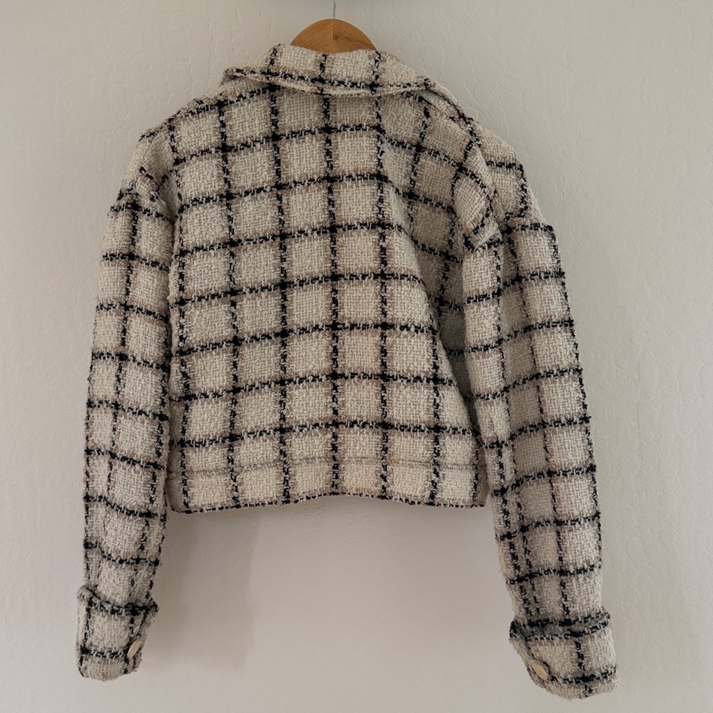 Anime Bing Tweed Plaid Crop Jacket XS - Picture 4 of 5
